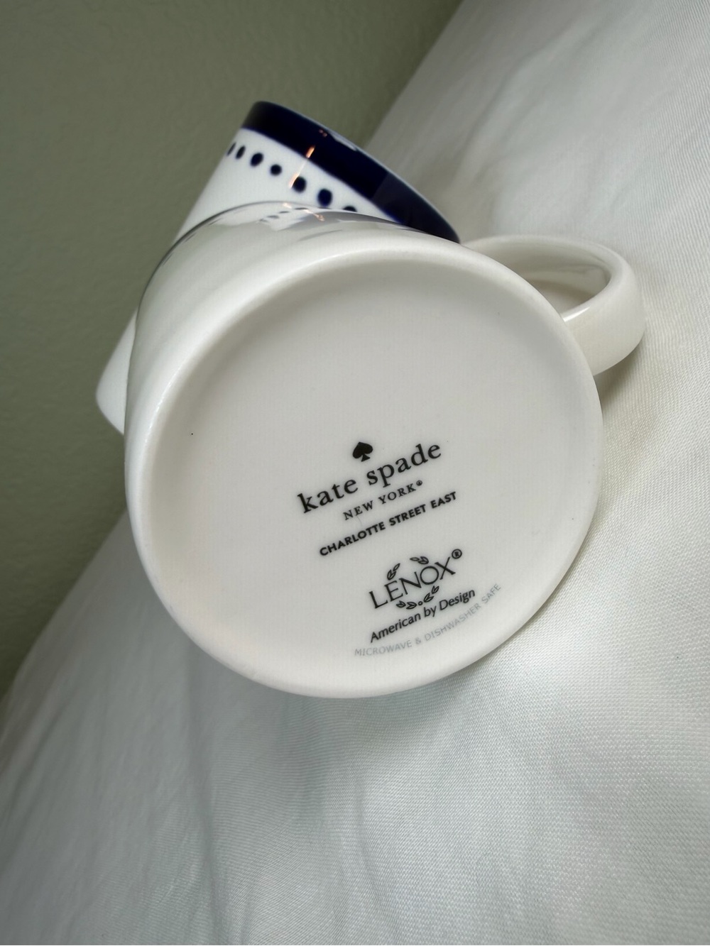 Kate Spade Lenox Charlotte Street East Set of 6 Navy Dot Mugs - Picture 7 of 11